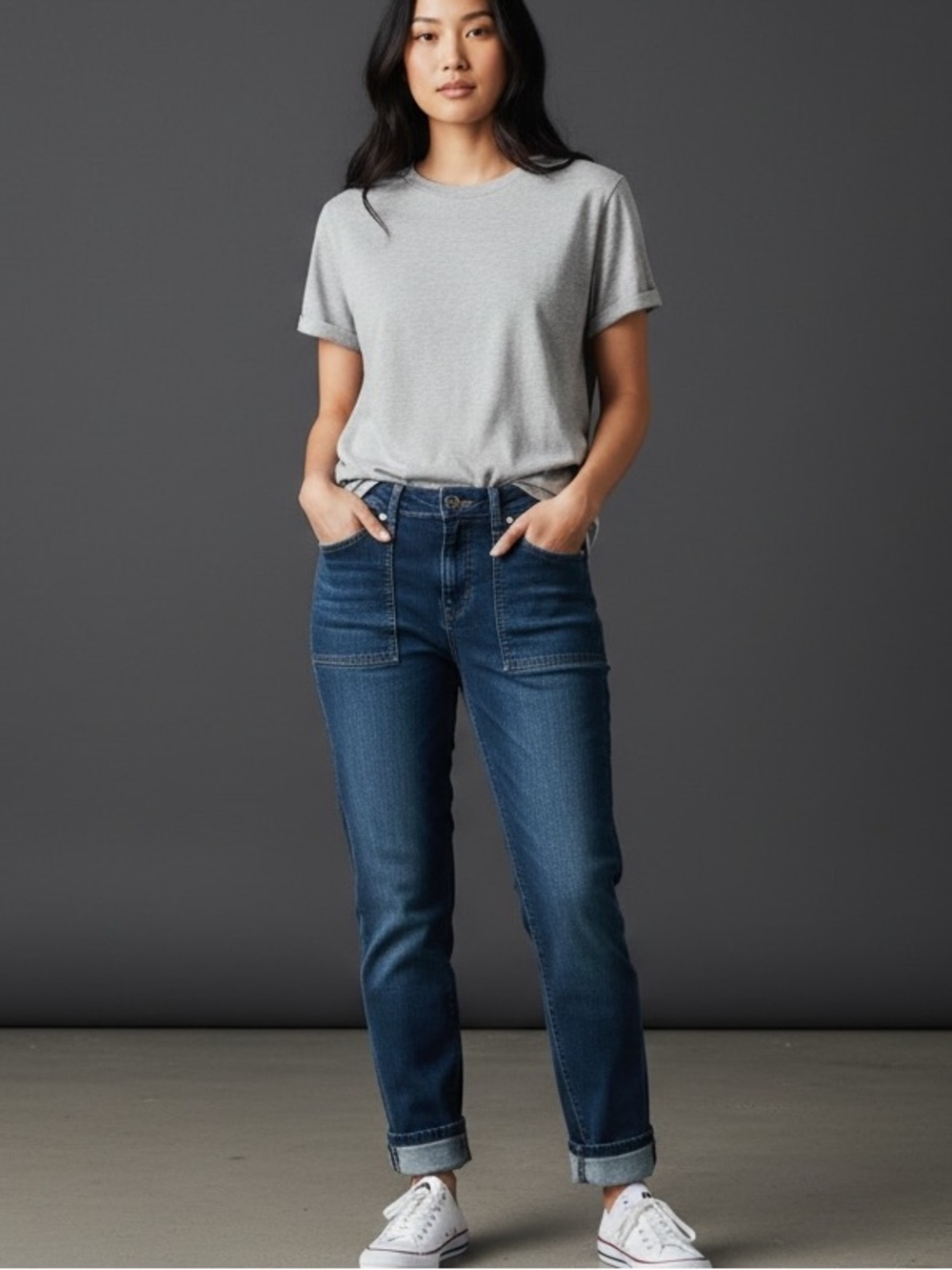 Earl Jeans Women's Blue Ankle Cuffed Jeans